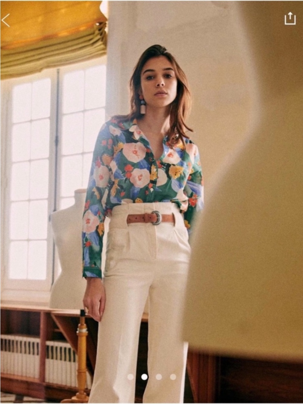 Sezane Button Down Shirt Delphe Floral Print, sz 12 US / 44 FR - Picture 3 of 10